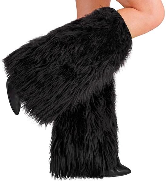 Beinstulpen schwarz Plüsch