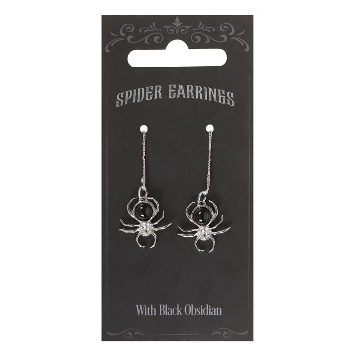 Black Obsidian Spider Earrings