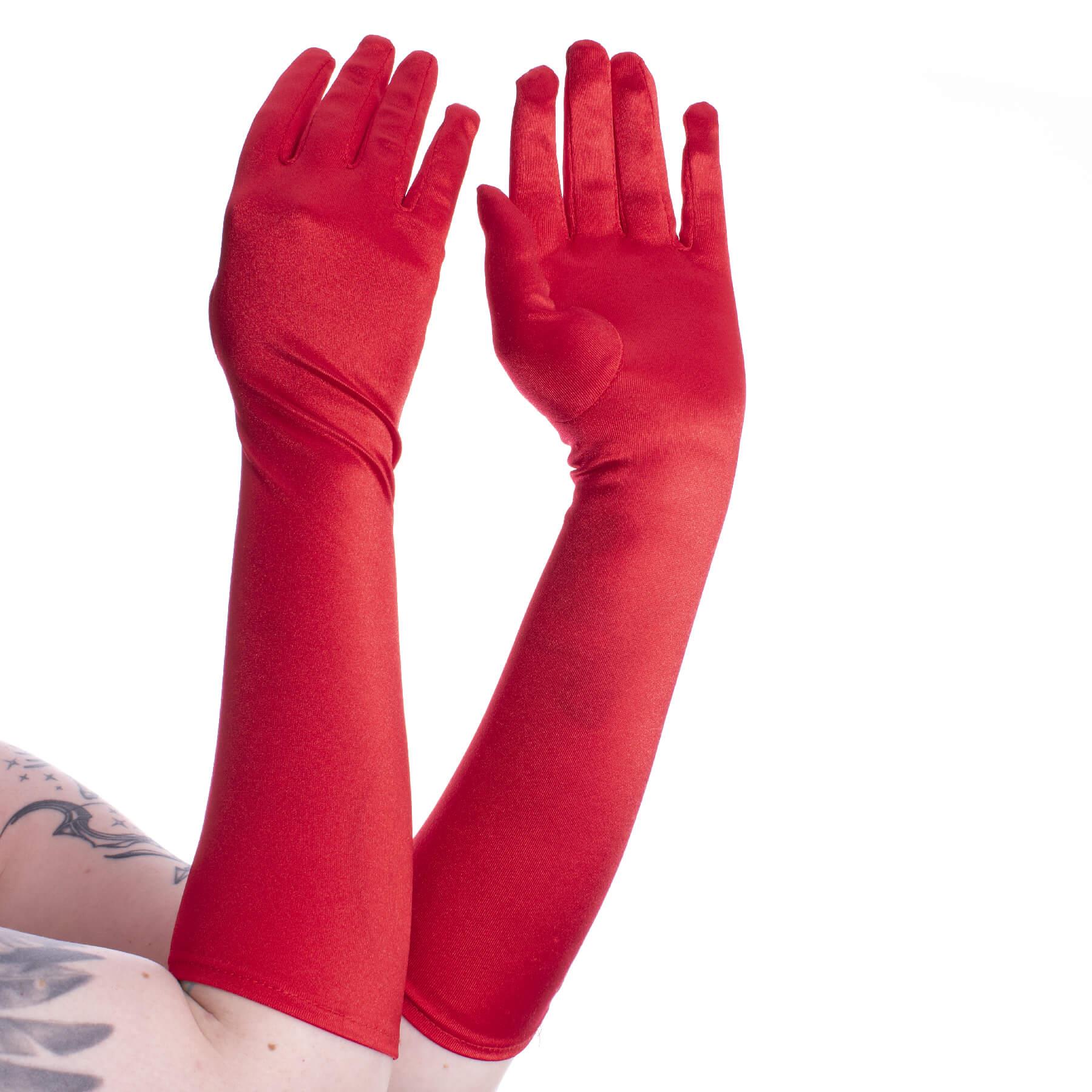 Elegana Satin Gloves red